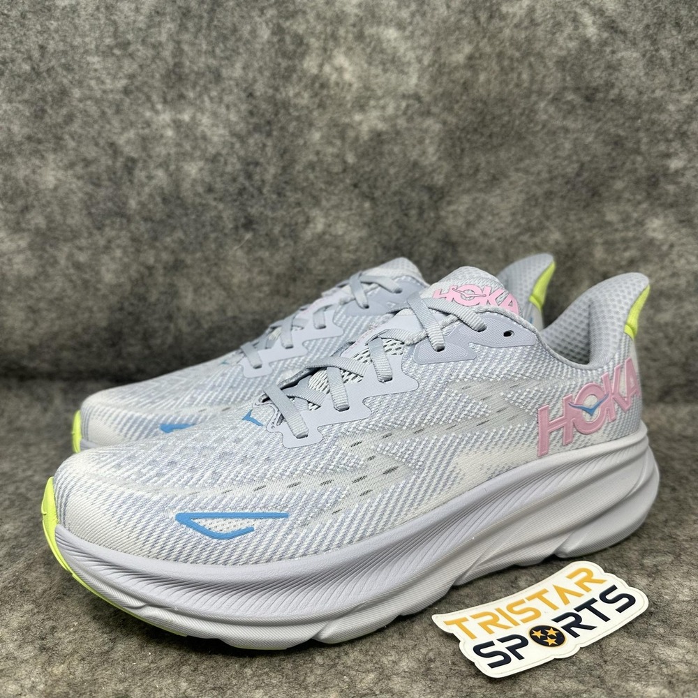 Hoka One One Clifton 9 Shoes Womens Size 10.5 Gray Running Sneakers 1127896 GLLS